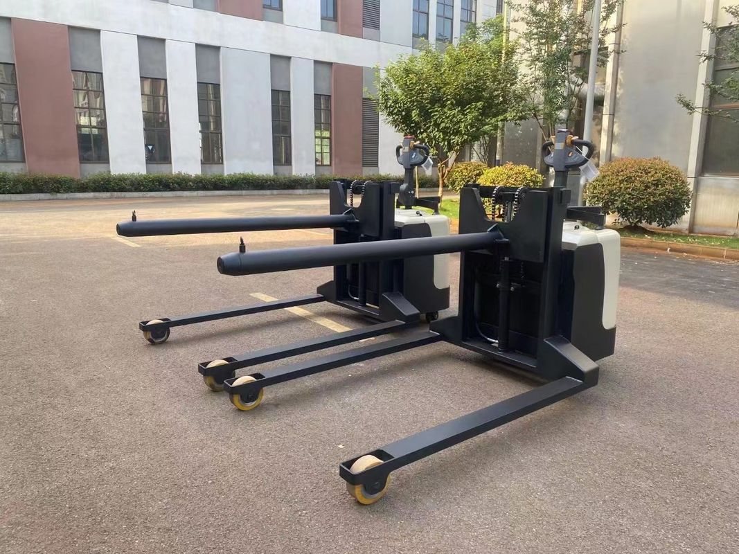 1 Ton Electric Pallet Stacker Truck with Inner Holes of String Pole Carts Forklifts for Paper Rolls