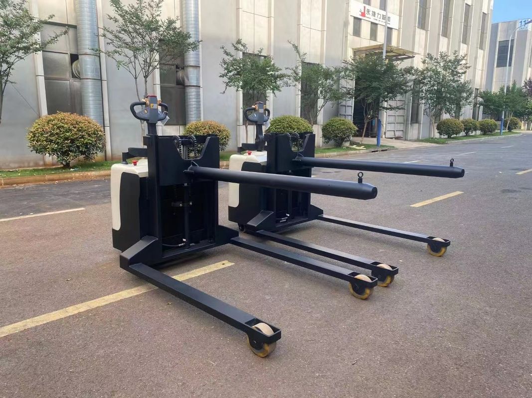 1 Ton Electric Pallet Stacker Truck with Inner Holes of String Pole Carts Forklifts for Paper Rolls
